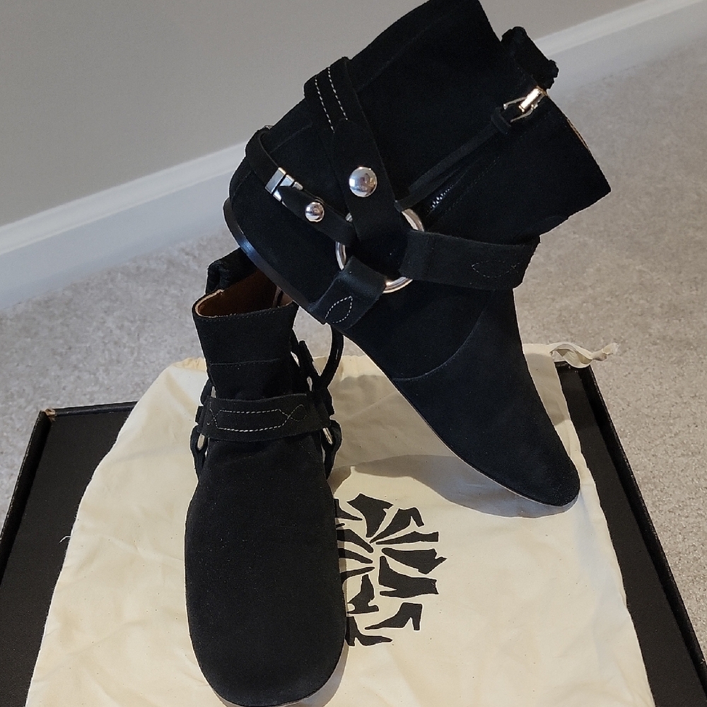 Isabel Marant Made In Italy Black Suede Ankle Boots Size EU 38